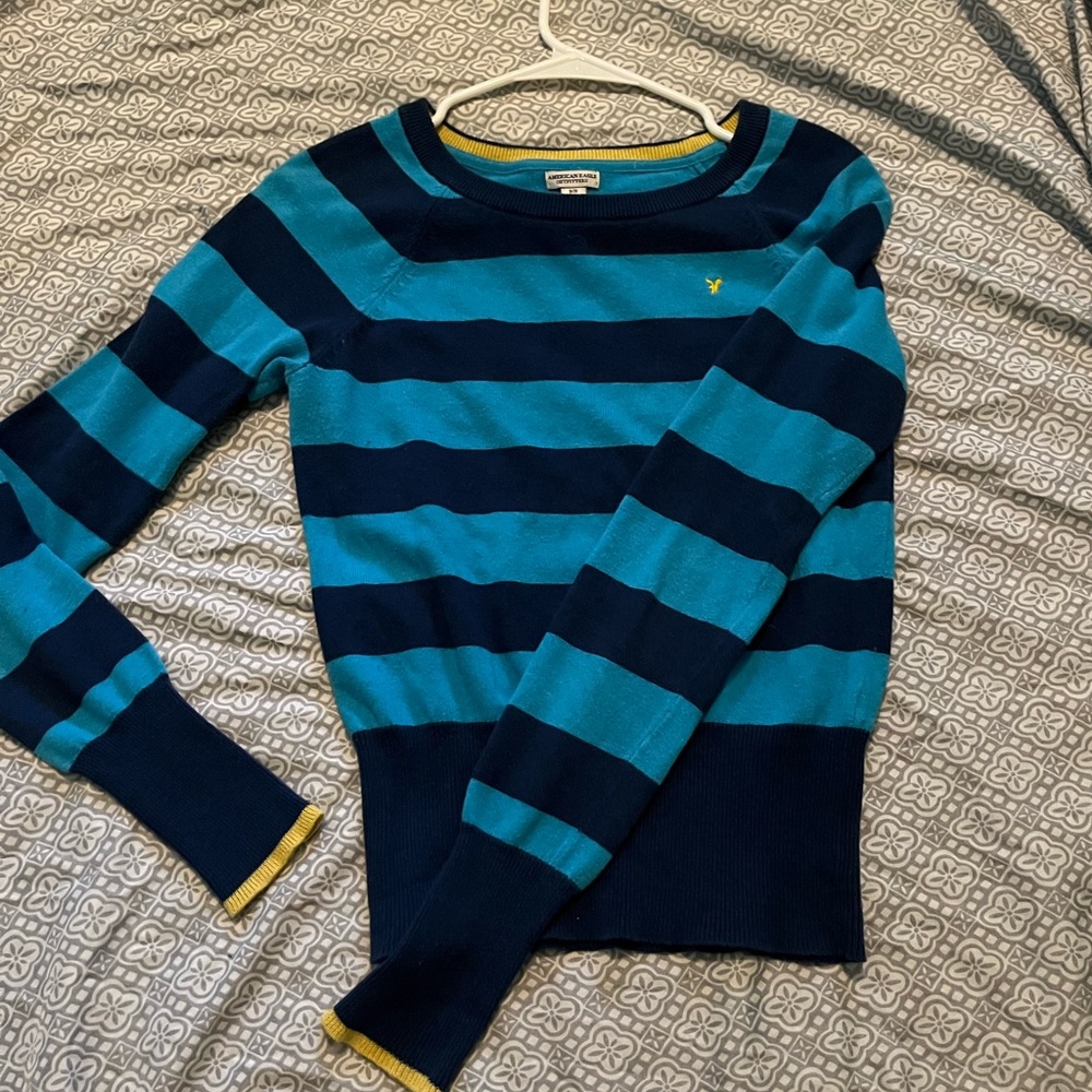 Teal Blue and Yellow American Eagle sweater